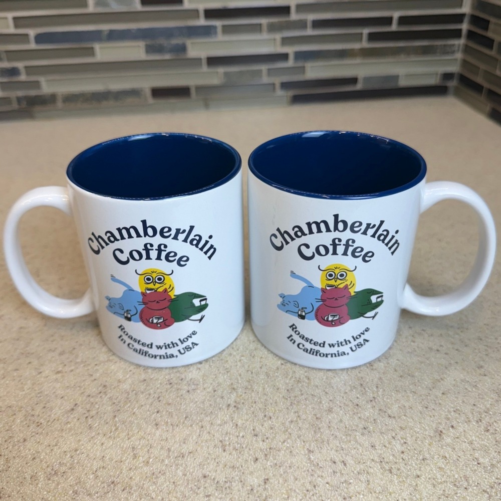 Chamberlain Coffee Classic Ceramic Mug Set of 2 Roasted with Love California USA